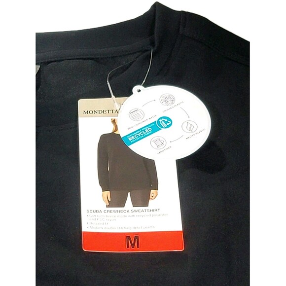 Mondetta Womens M Drop Shoulders Scuba Crewneck Relaxed Sweatshirt Stretch Black - Picture 7 of 8